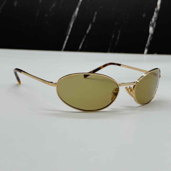 NEW SPR A59 5AK70G PRADA PRA59S 5AK70G WOMEN SUNGLASSES PR A59S 5AK70G GOLD OVAL - Picture 5 of 11